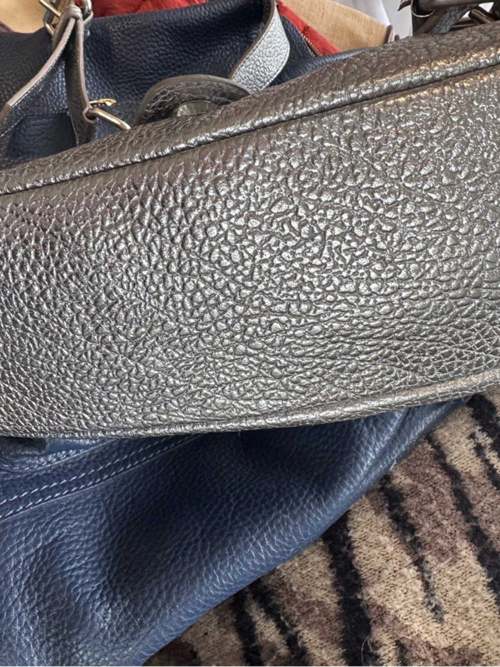 Prune x Gang Mini Bag Metallic Silver Shoulder Strap Buckles Pebbled Leather - Picture 13 of 13